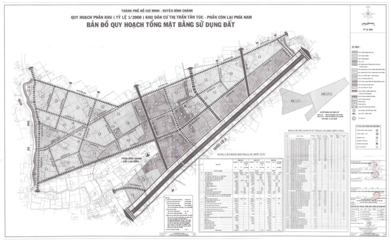 Bản đồ quy hoạch 1/2000 KDC Thị trấn Tân Túc phần còn lại phía Nam, Huyện Bình Chánh