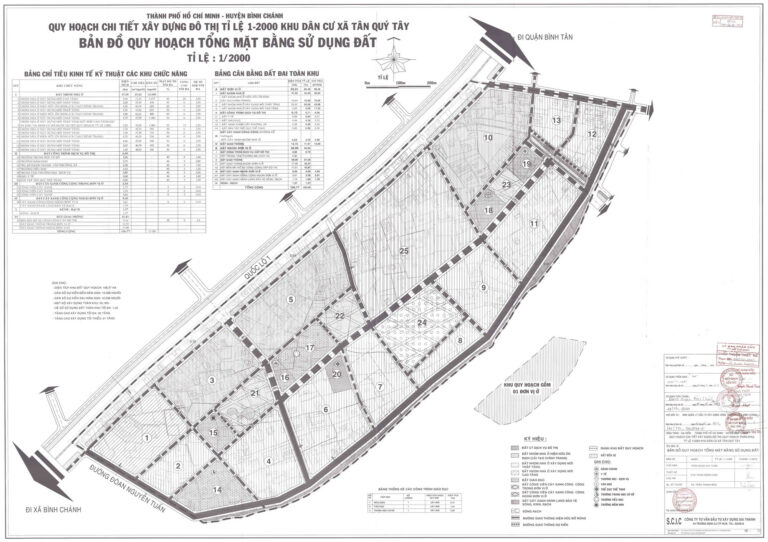 Bản đồ quy hoạch 1/2000 khu dân cư xã Tân Quý Tây (KV bến xe miền Tây), Huyện Bình Chánh