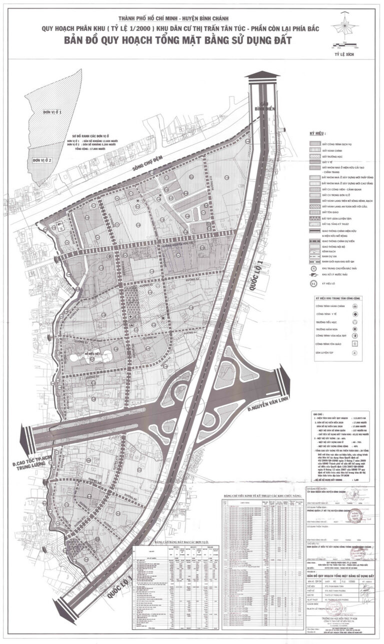 Bản đồ quy hoạch 1/2000 Thị trấn Tân Túc - phần còn lại phía Bắc, Huyện Bình Chánh