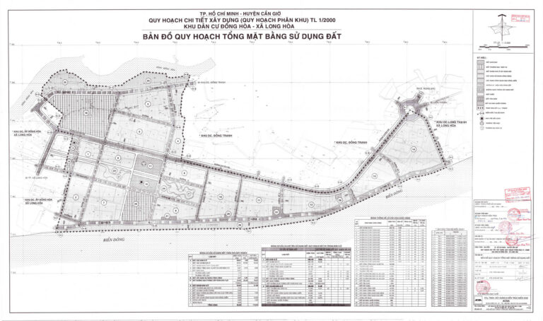 Bản đồ quy hoạch 1/2000 khu dân cư Đồng Hòa, xã Long Hòa, Huyện Cần Giờ