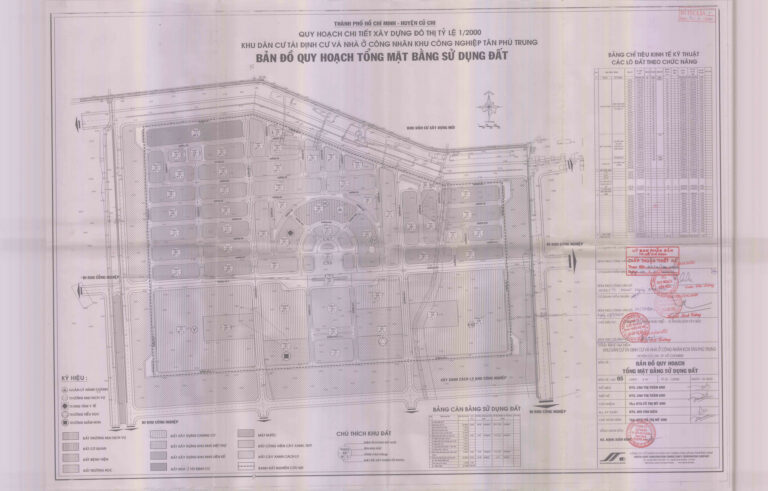 Bản đồ quy hoạch 1/2000 khu dân cư tái định cư và nhà ở công nhân KCN Tân Phú Trung, Huyện Củ Chi