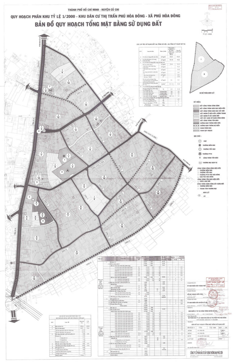 Bản đồ quy hoạch 1/2000 khu dân cư thị trấn Phú Hòa Đông, Huyện Củ Chi