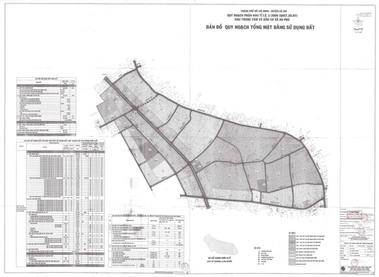 Bản đồ quy hoạch 1/2000 Khu trung tâm và dân cư xã An Phú, Huyện Củ Chi