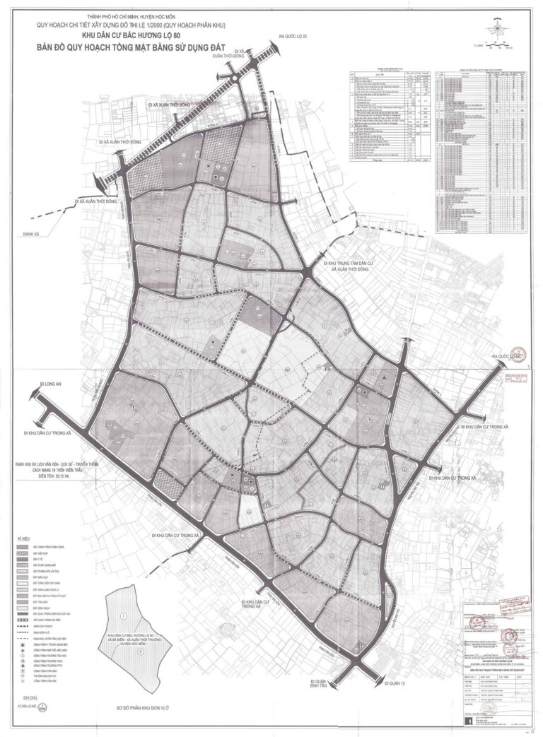Bản đồ quy hoạch 1/2000 khu dân cư Bắc Hương lộ 80, Huyện Hóc Môn