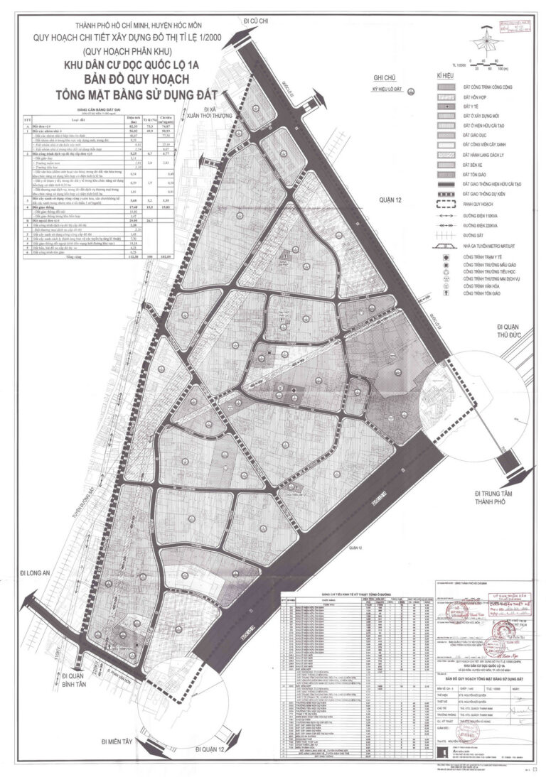 Bản đồ quy hoạch 1/2000 khu dân cư dọc Quốc lộ 1A xã Bà Điểm, Huyện Hóc Môn