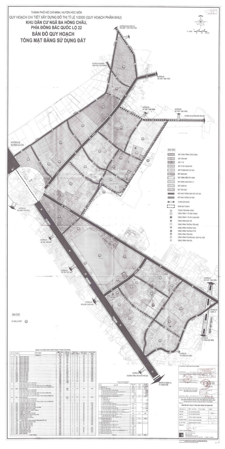 Bản đồ quy hoạch 1/2000 khu dân cư ngã ba Hồng Châu, phía Đông Bắc Quốc lộ 22, Huyện Hóc Môn