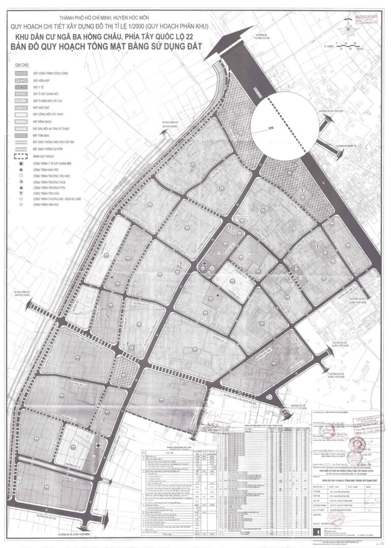 Bản đồ quy hoạch 1/2000 khu dân cư ngã ba Hồng Châu, phía Tây Quốc lộ 22, Huyện Hóc Môn
