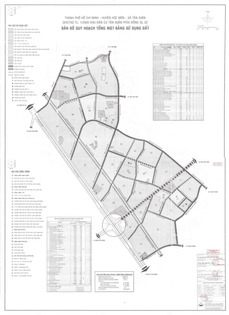 Bản đồ quy hoạch 1/2000 khu dân cư Tân Xuân phía Đông QL 22, Huyện Hóc Môn