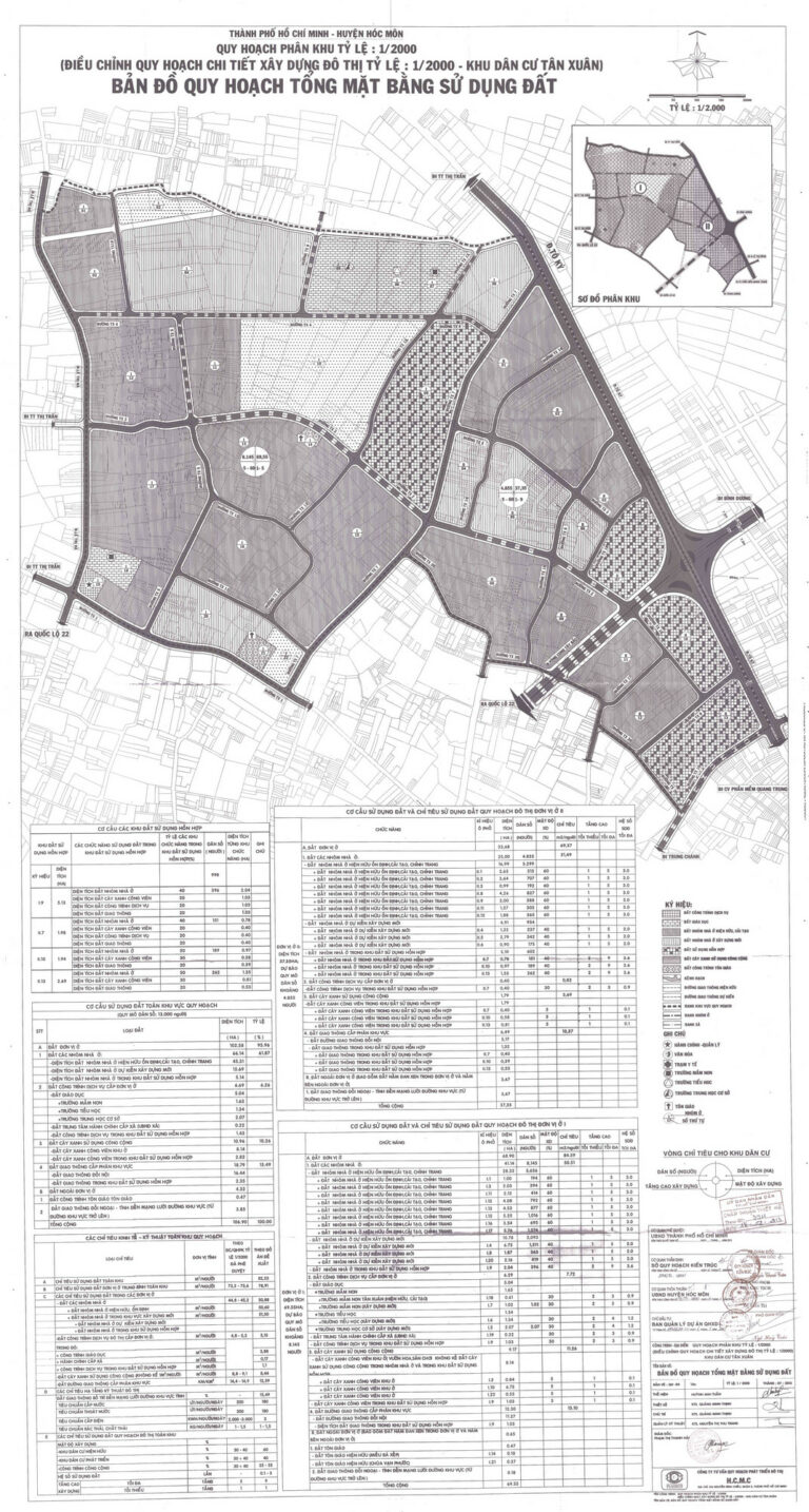 Bản đồ quy hoạch 1/2000 khu dân cư Tân Xuân, Huyện Hóc Môn