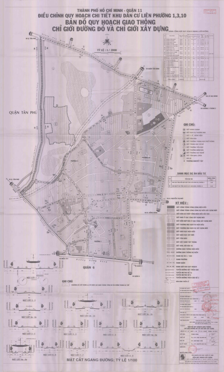 Bản đồ quy hoạch 1/2000 khu dân cư liên phường 1, 3, 10, Quận 11