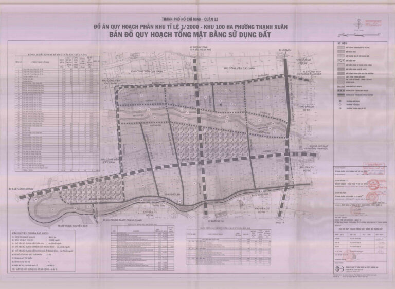 Bản đồ quy hoạch 1/2000 khu dân cư 100 ha phường Thạnh Xuân, Quận 12