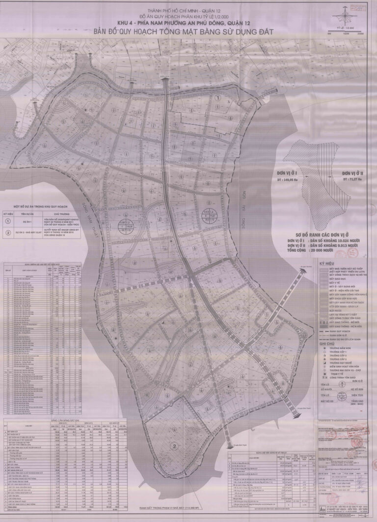 Bản đồ quy hoạch 1/2000 khu dân cư phía Nam phường An Phú Đông - Khu 4, Quận 12