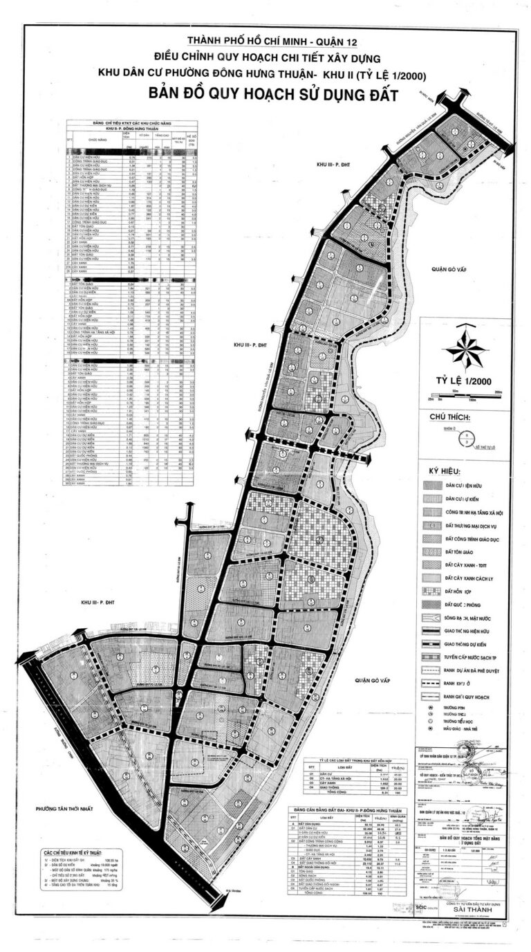Bản đồ quy hoạch 1/2000 khu dân cư phường Đông Hưng Thuận - Khu 2, Quận 12