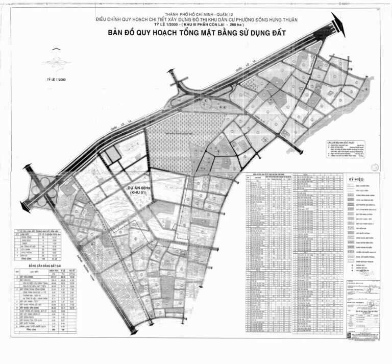 Bản đồ quy hoạch 1/2000 khu dân cư phường Đông Hưng Thuận - Khu 3, Quận 12