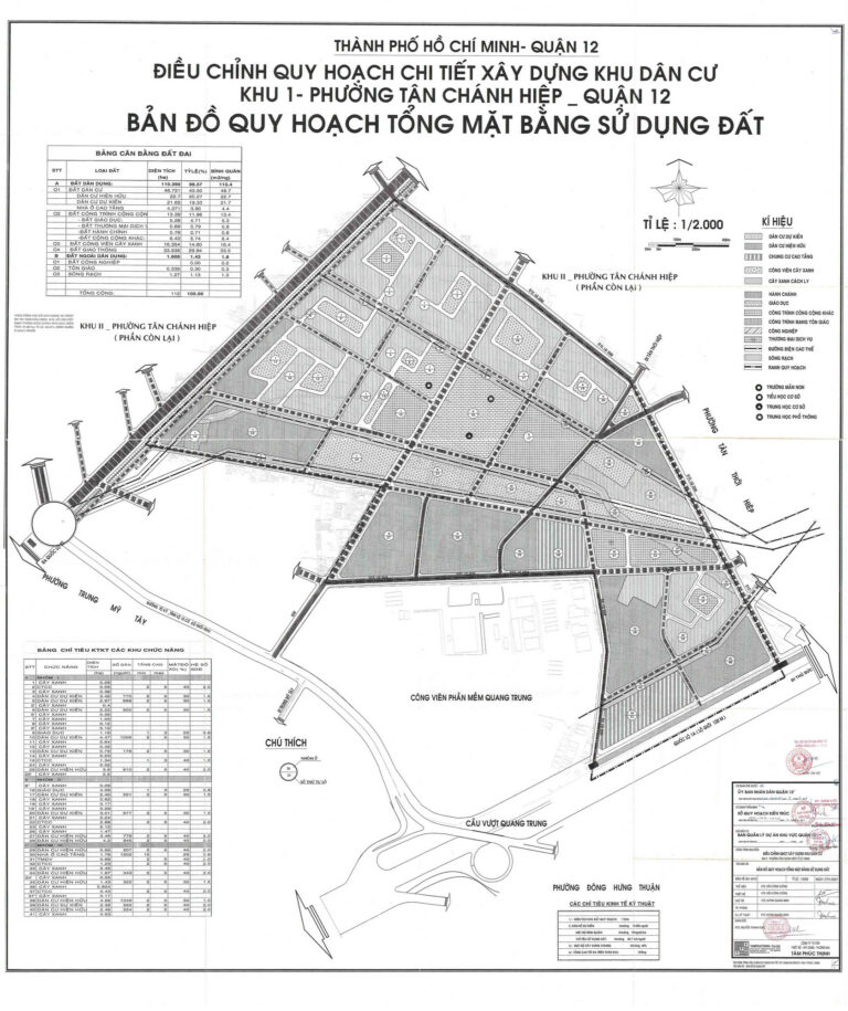 Bản đồ quy hoạch 1/2000 khu dân cư phường Tân Chánh Hiệp - Khu 1, Quận 12