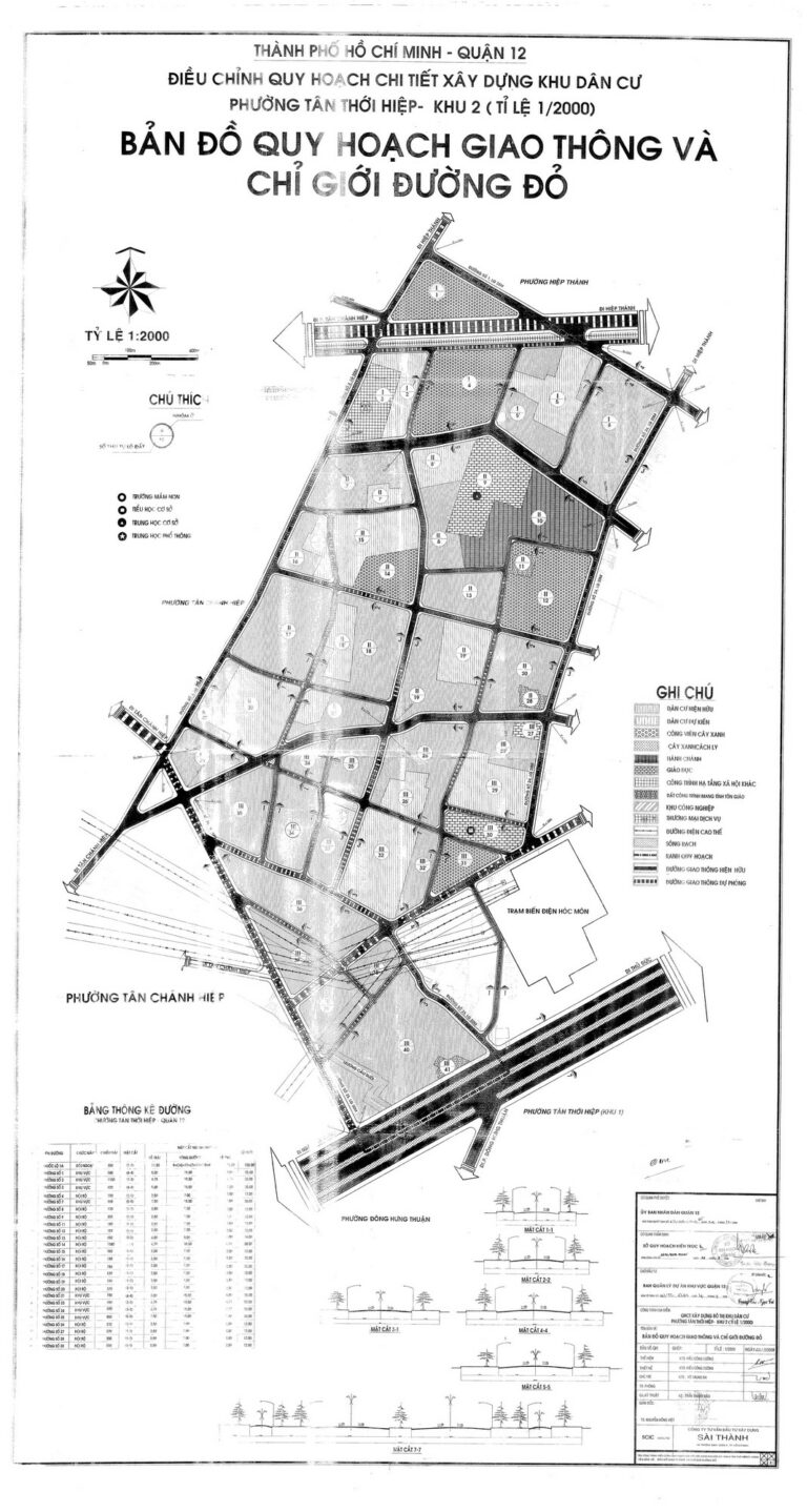 Bản đồ quy hoạch 1/2000 khu dân cư phường Tân Thới Hiệp - Khu 2, Quận 12
