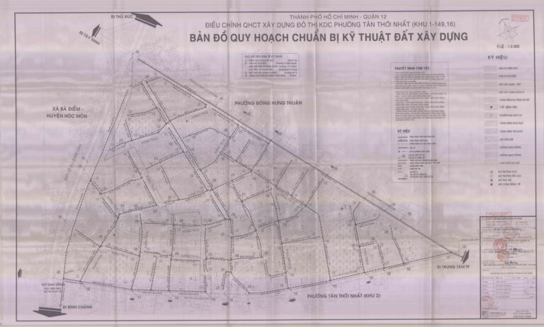 Bản đồ quy hoạch 1/2000 khu dân cư phường Tân Thới Nhất - Khu 1, Quận 12