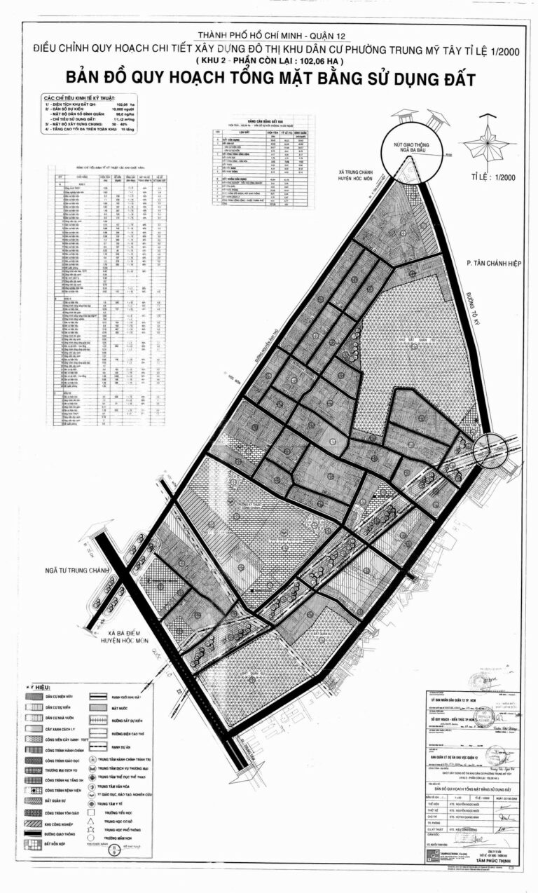 Bản đồ quy hoạch 1/2000 khu dân cư phường Trung Mỹ Tây - Khu 2, Quận 12