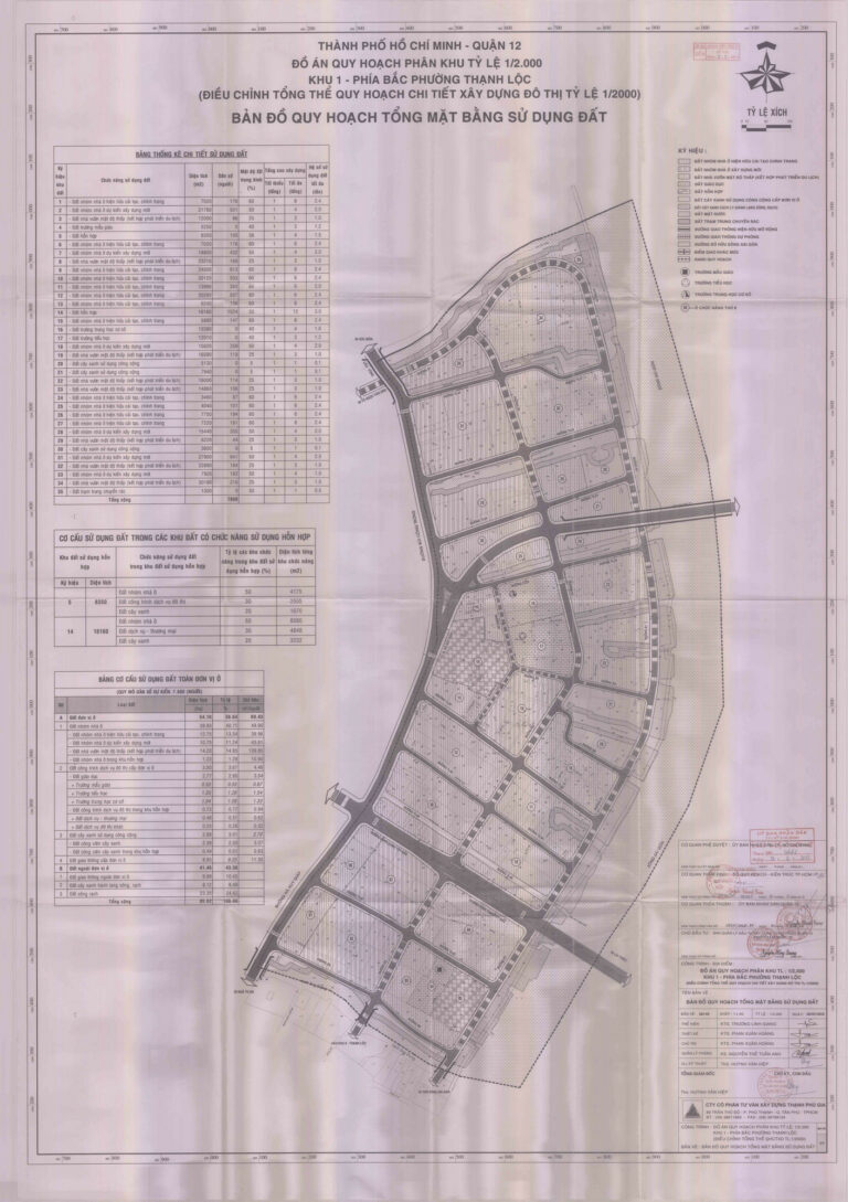 Bản đồ quy hoạch 1/2000 Khu 1 - phía Bắc phường Thạnh Lộc, Quận 12