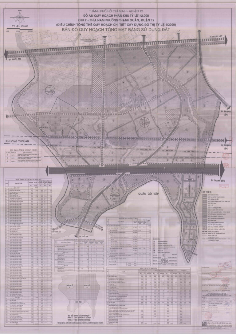 Bản đồ quy hoạch 1/2000 Khu 2 - phía Nam phường Thạnh Xuân, Quận 12