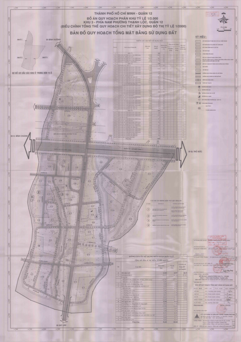 Bản đồ quy hoạch 1/2000 Khu 3 - phía Nam phường Thạnh Lộc, Quận 12