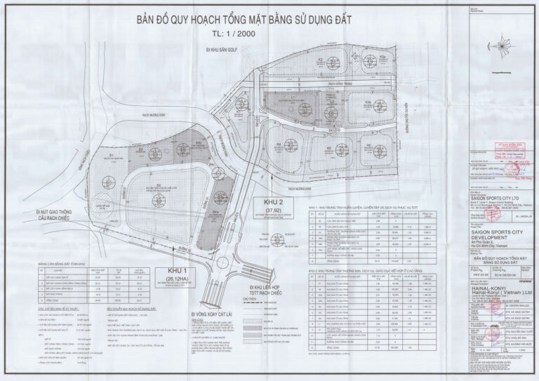 Bản đồ quy hoạch 1/2000 Dự án Sài gòn Sports City, Quận 2