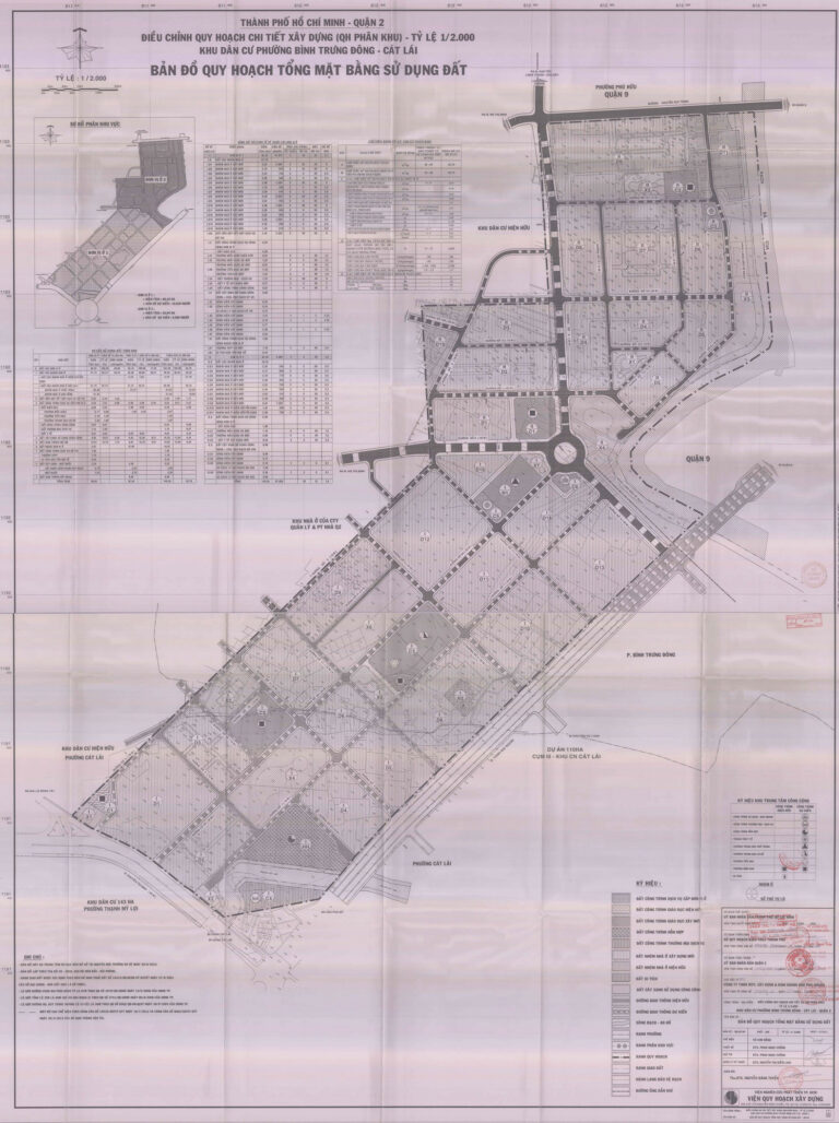 Bản đồ quy hoạch 1/2000 khu dân cư 149,36 ha (khu 154 ha cũ) phường Bình Trưng Đông - Cát Lái, Quận 2