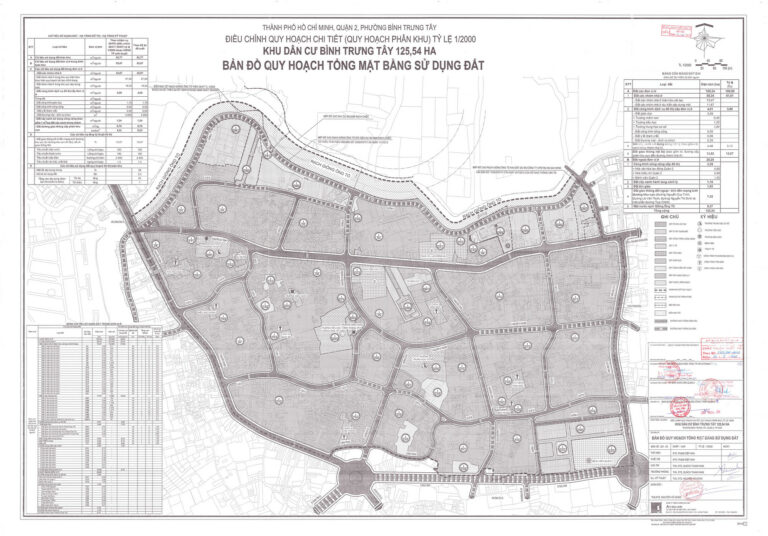 Bản đồ quy hoạch 1/2000 khu dân cư Bình Trưng Tây (125,54 ha) phường Bình Trưng Tây, Quận 2