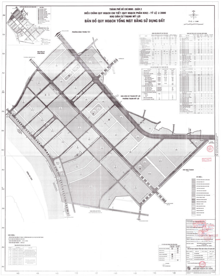 Bản đồ quy hoạch 1/2000 khu dân cư Thạnh Mỹ Lợi 180,8 ha (khu 174 ha cũ) phường Thạnh Mỹ Lợi, Quận 2