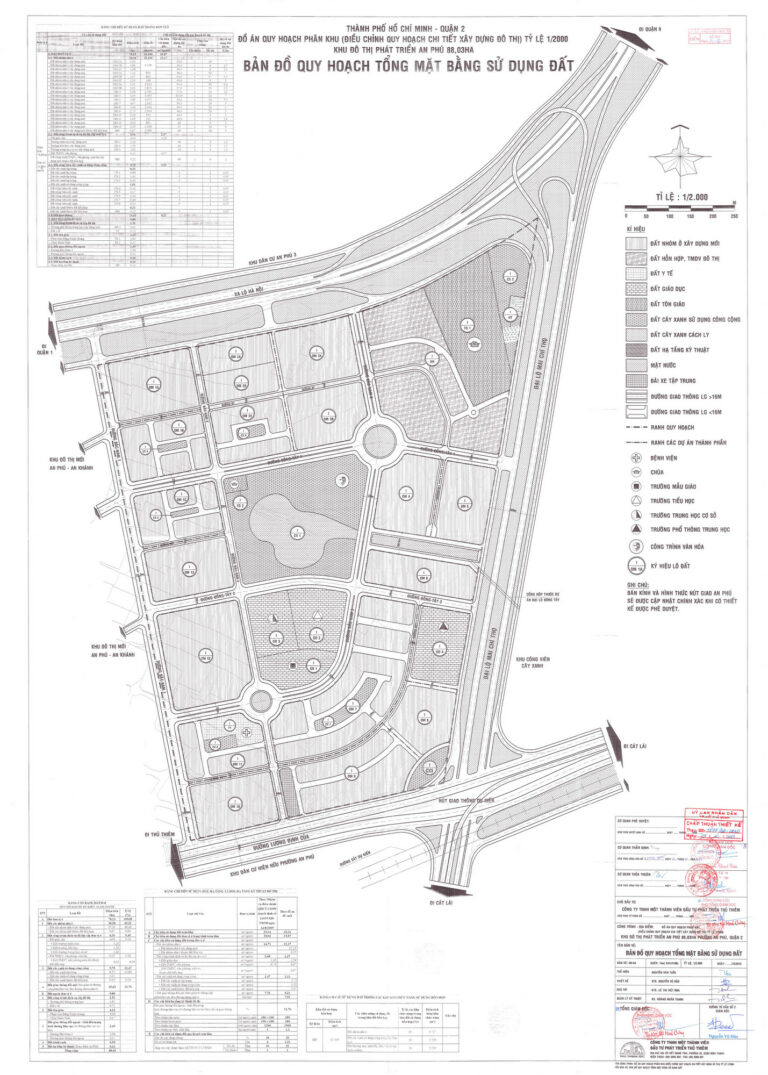 Bản đồ quy hoạch 1/2000 Khu đô thị phát triển An Phú 88,03 ha phường An Phú, Quận 2