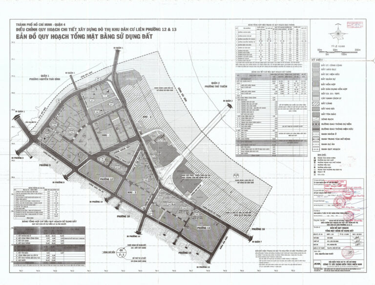 Bản đồ quy hoạch 1/2000 khu dân cư phường 12 và 13, Quận 4