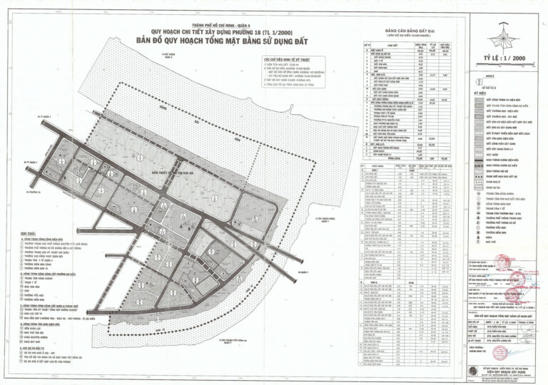 Bản đồ quy hoạch 1/2000 khu dân cư phường 18, Quận 4