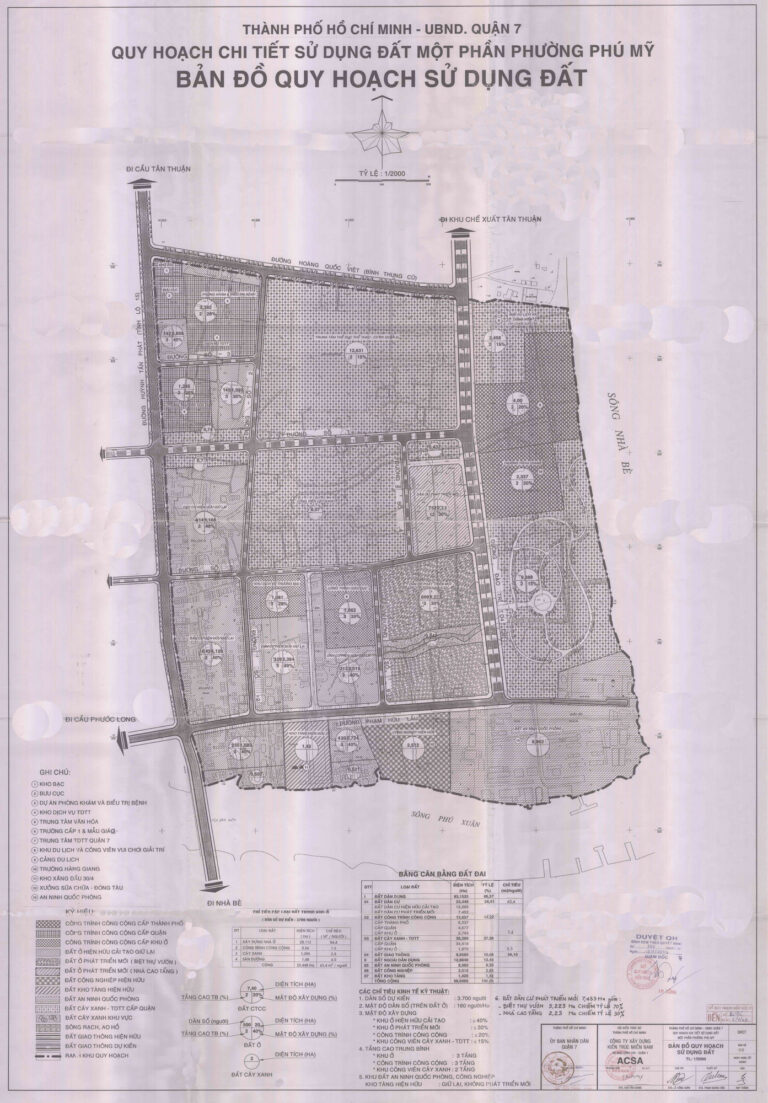 Bản đồ quy hoạch 1/2000 khu dân cư phía Đông phường Phú Mỹ, Quận 7