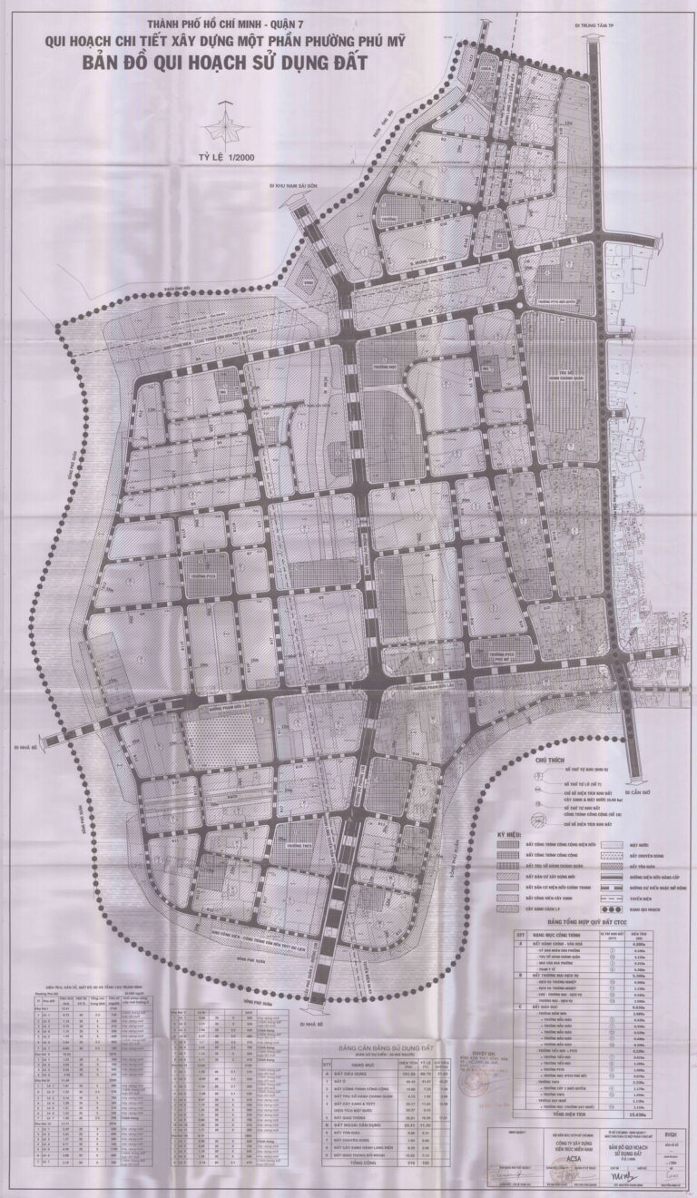 Bản đồ quy hoạch 1/2000 khu dân cư phía Tây phường Phú Mỹ, Quận 7