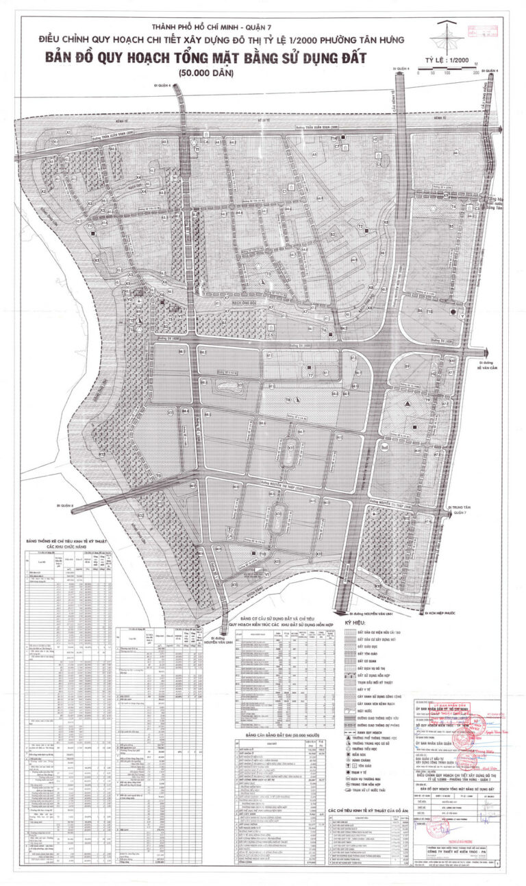 Bản đồ quy hoạch 1/2000 khu dân cư phường Tân Hưng, Quận 7