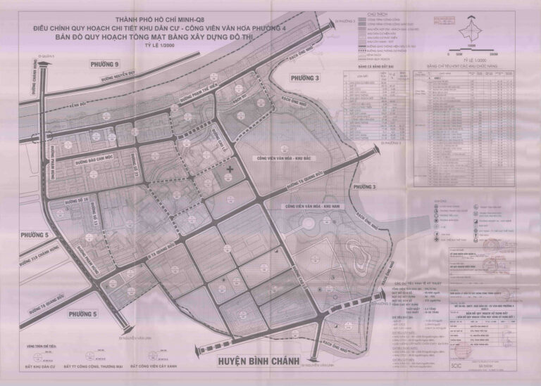 Bản đồ quy hoạch 1/2000 khu dân cư - công viên văn hóa phường 4, Quận 8