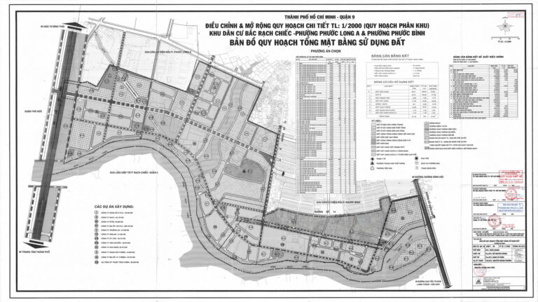 Bản đồ điều chỉnh và mở rộng Khu dân cư Bắc Rạch Chiếc - Phường Phước Long A & phường Phước Bình, Quận 9