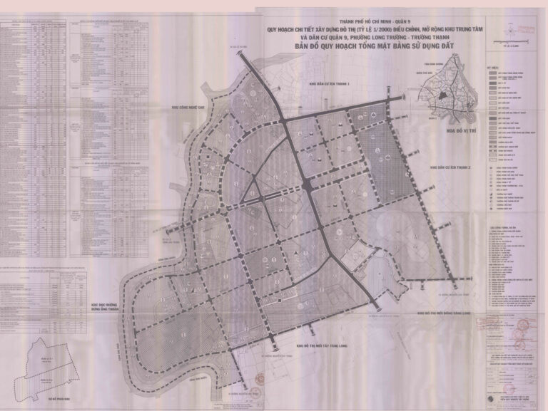 Bản đồ điều chỉnh và mở rộng QHPK khu trung tâm và dân cư quận 9