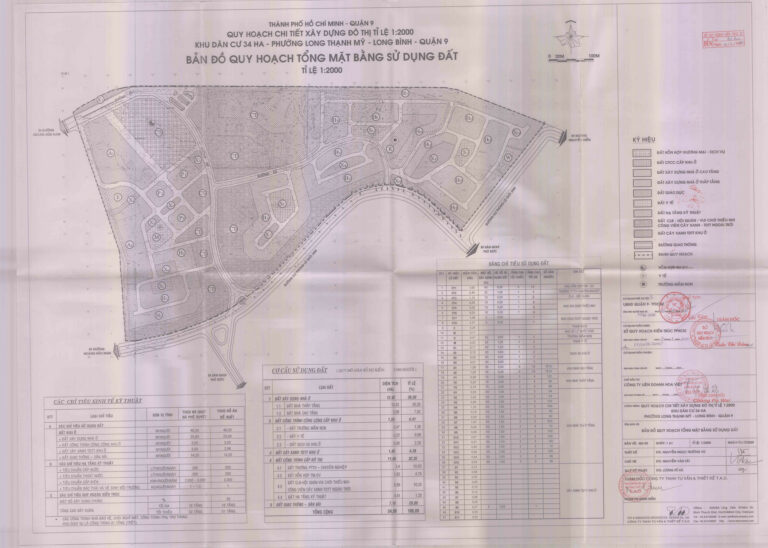 Bản đồ quy hoạch 1/2000 khu dân cư 34 ha phường Long Thạnh Mỹ và Long Bình, Quận 9