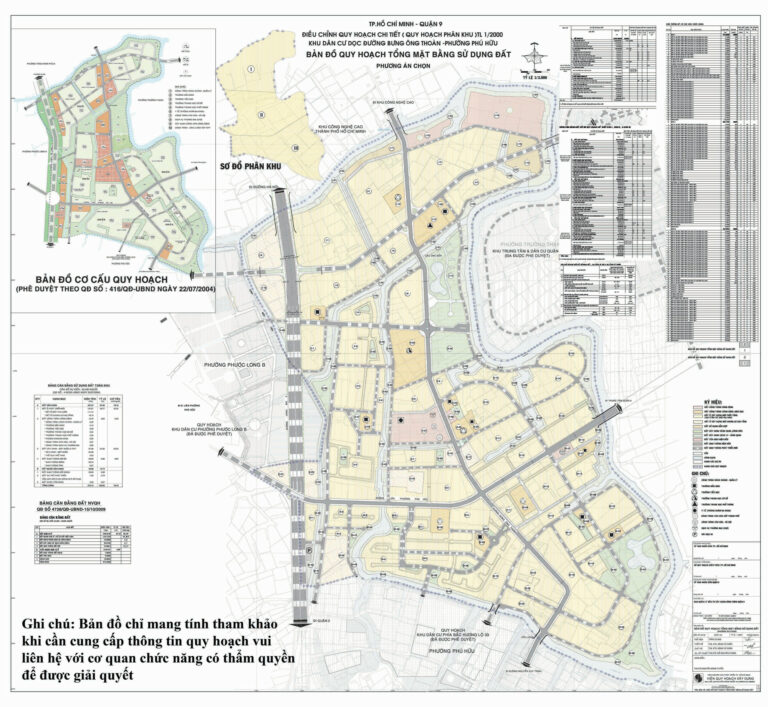 Bản đồ quy hoạch 1/2000 khu dân cư dọc đường Bưng Ông Thoàn, Quận 9