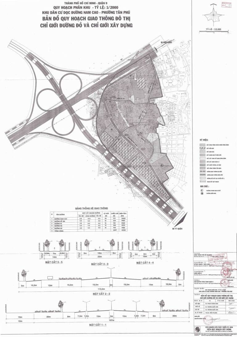 Bản đồ quy hoạch 1/2000 khu dân cư dọc đường Nam Cao, Quận 9