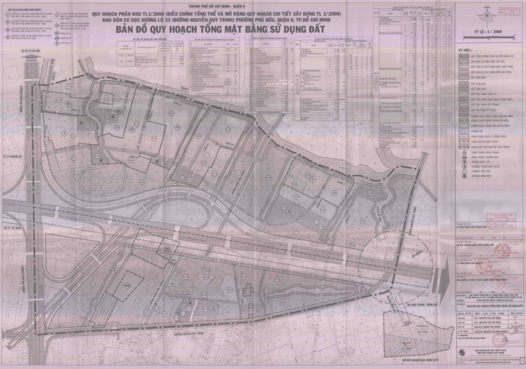 Bản đồ quy hoạch 1/2000 khu dân cư dọc Hương lộ 33 phường Phú Hữu, Quận 9