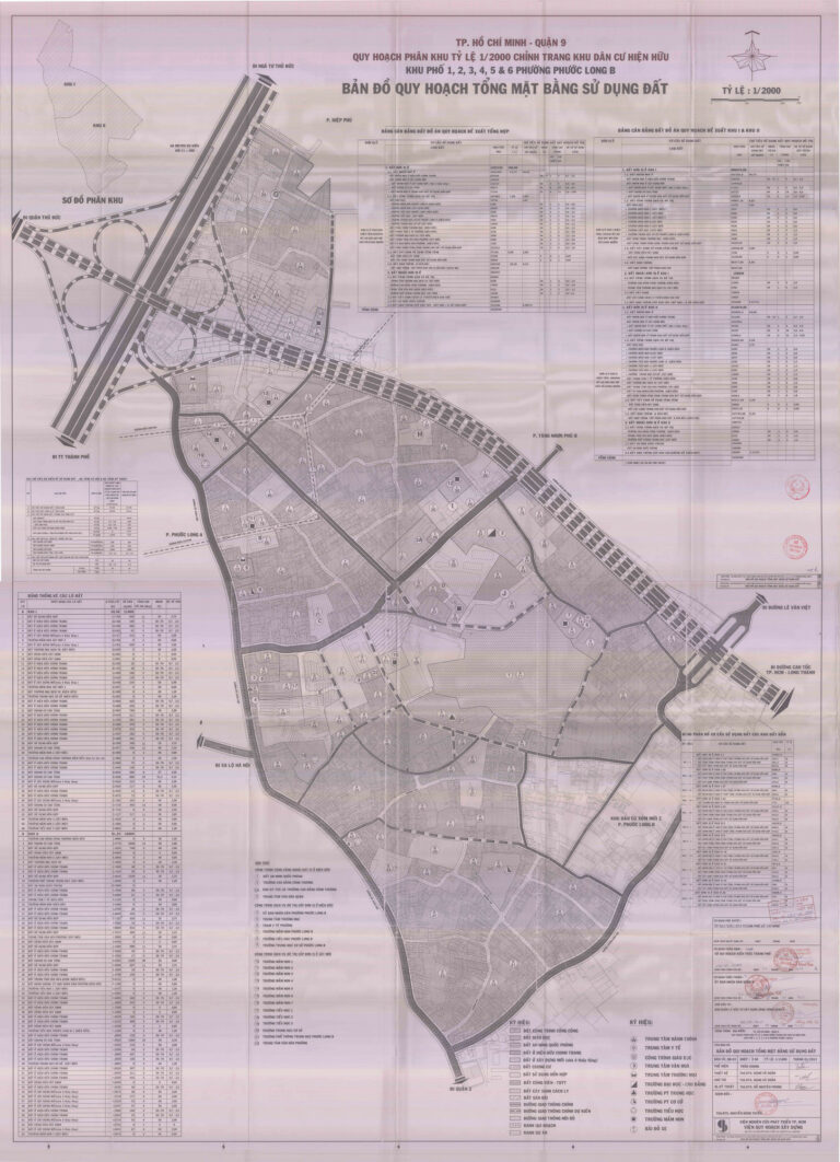 Bản đồ quy hoạch 1/2000 khu dân cư hiện hữu khu phố 1, 2, 3, 4, 5, 6 phường Phước Long B, Quận 9