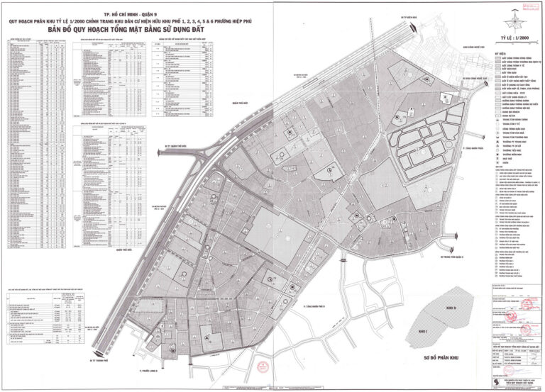 Bản đồ quy hoạch 1/2000 khu dân cư khu phố 1, 2, 3, 4, 5, 6, phường Hiệp Phú, Quận 9