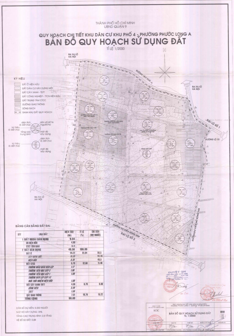 Bản đồ quy hoạch 1/2000 khu dân cư KP4, Quận 9