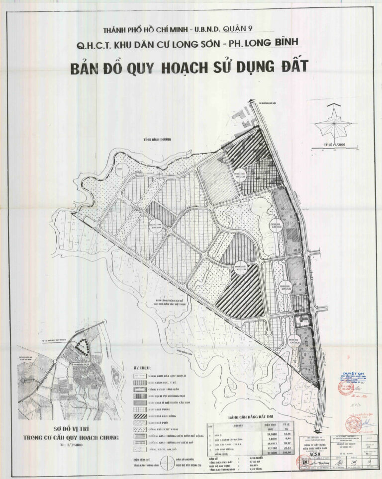 Bản đồ quy hoạch 1/2000 khu dân cư Long Sơn, Quận 9