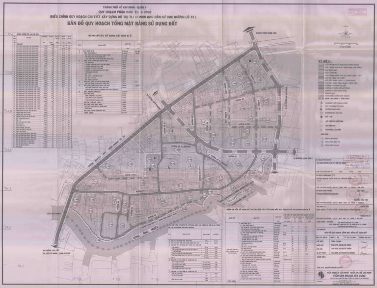Bản đồ quy hoạch 1/2000 khu dân cư Long Trường dọc Hương lộ 33, Quận 9