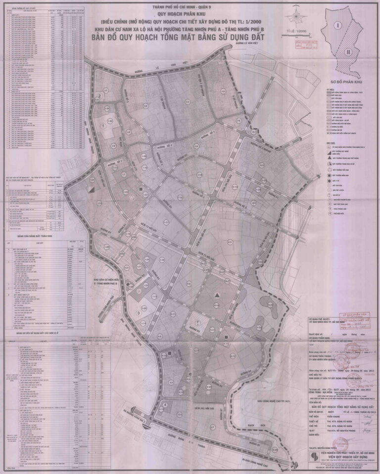 Bản đồ quy hoạch 1/2000 khu dân cư Nam Xa lộ Hà Nội, Quận 9