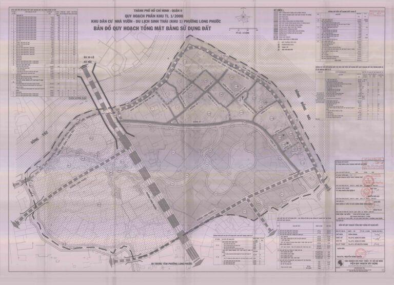 Bản đồ quy hoạch 1/2000 khu dân cư nhà vườn - du lịch sinh thái (khu 1) phường Long Phước, Quận 9
