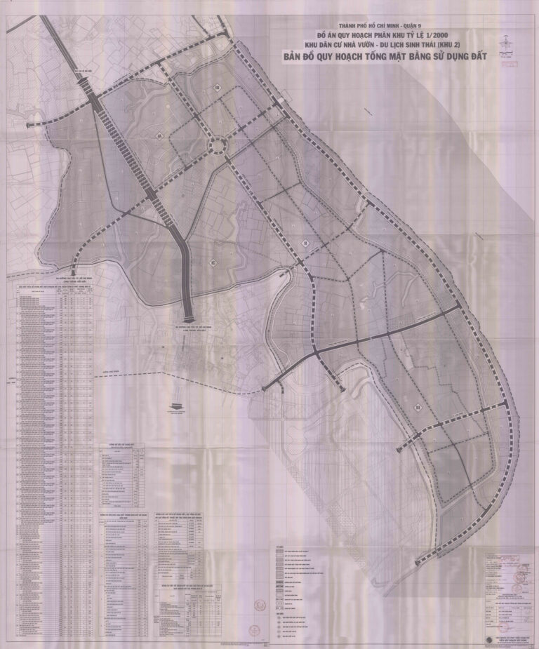 Bản đồ quy hoạch 1/2000 khu dân cư nhà vườn - du lịch sinh thái (khu 2), phường Long Phước, Quận 9